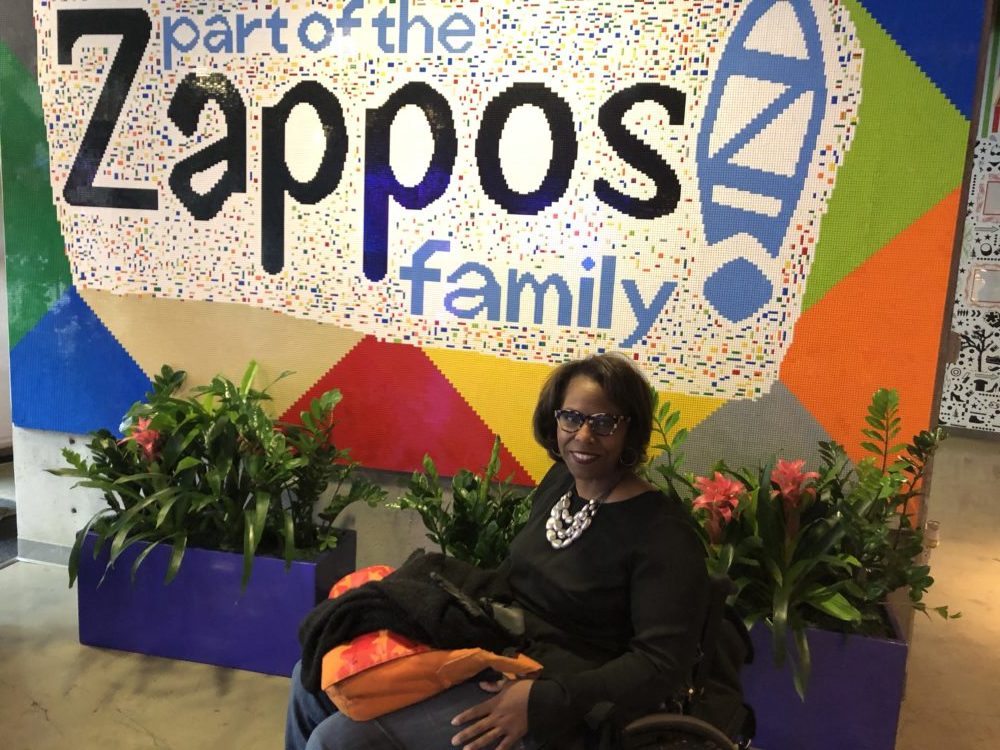 Carmen Jones visiting the Zappos headquarters