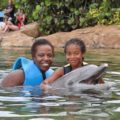 Carmen, her daughter, and a dolphin